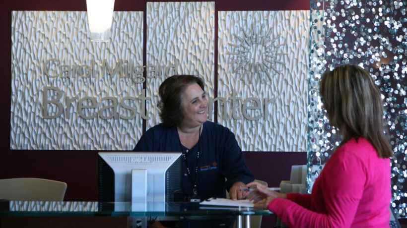 Greeter at Carol Milgard Breast Center greeting a patient